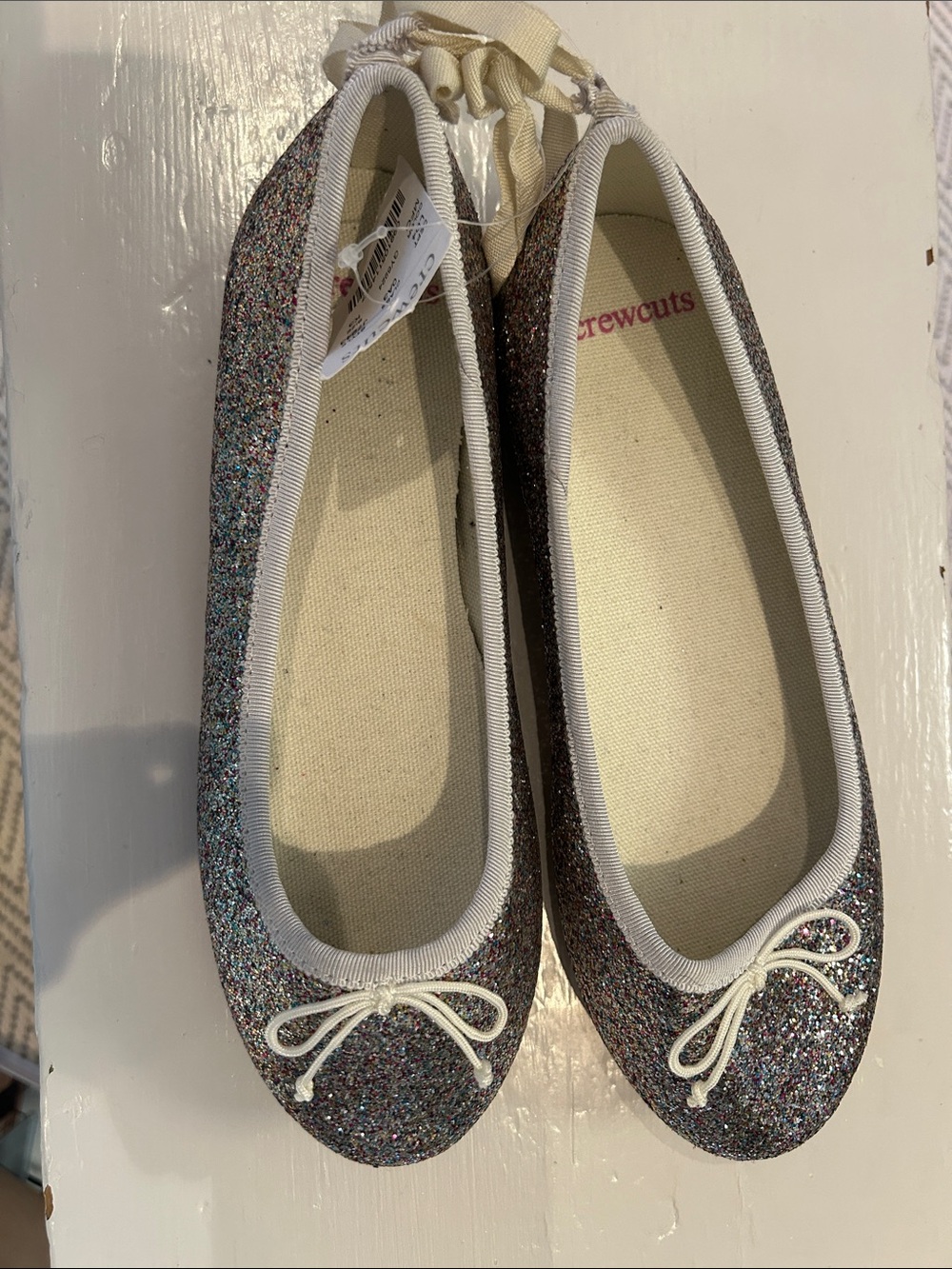 Crewcuts Girls' Multicolor Glitter Ballet Flats with Cream Trim